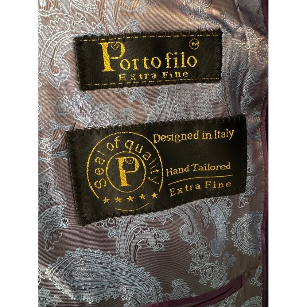 Porto Filo Mens Slim Fit Double Breasted Blazer Blue 40R S027D Designed in Italy